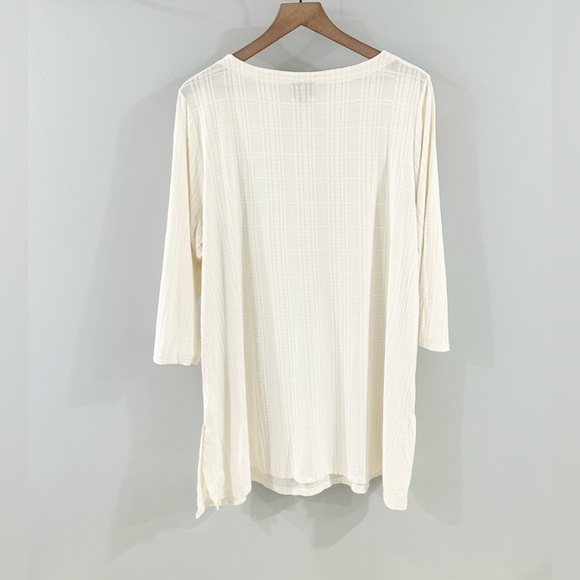 J. Jill Wearever Collection 3/4 Sleeve Textured Tunic Off-White Size XL - Picture 6 of 6